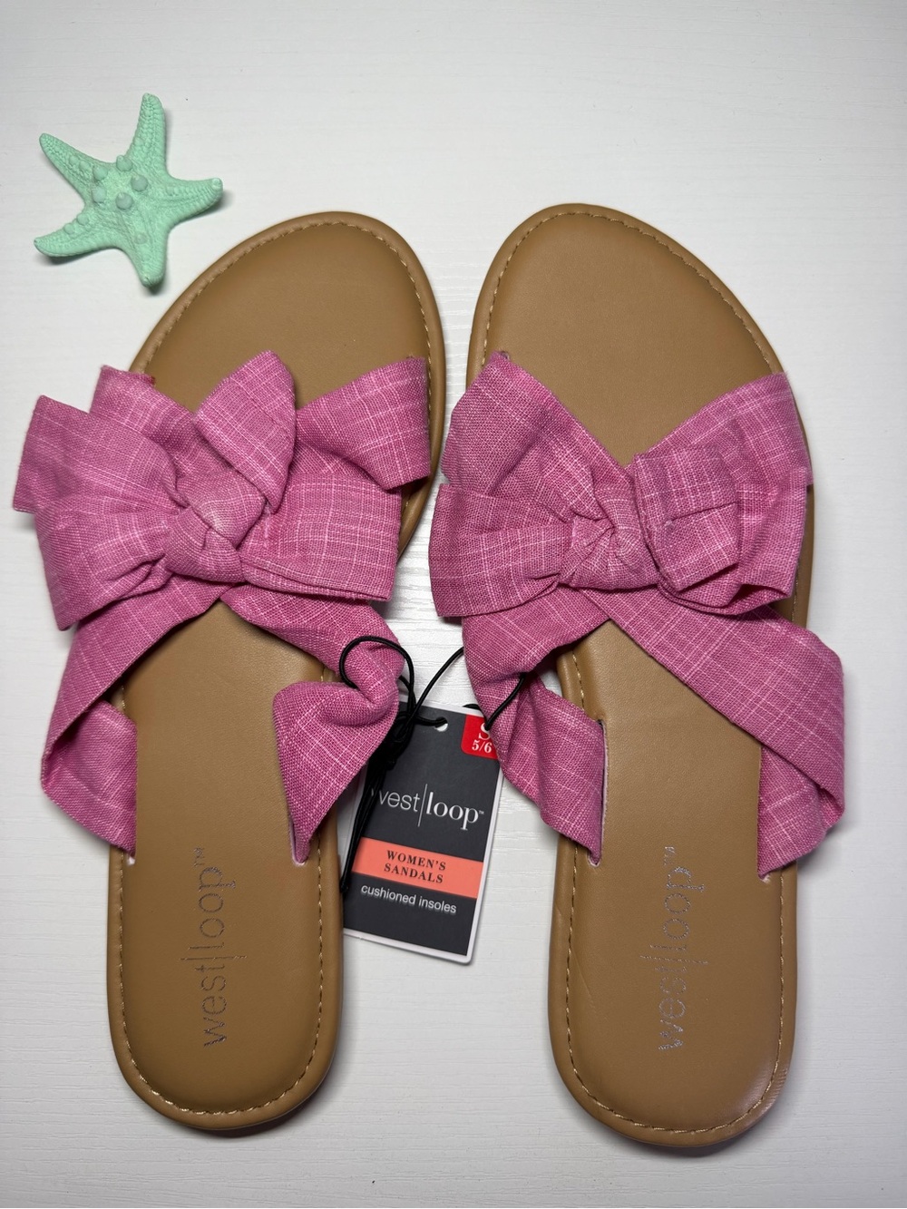 BRAND NEW Pink Bow Westloop Sandals, Size 5/6